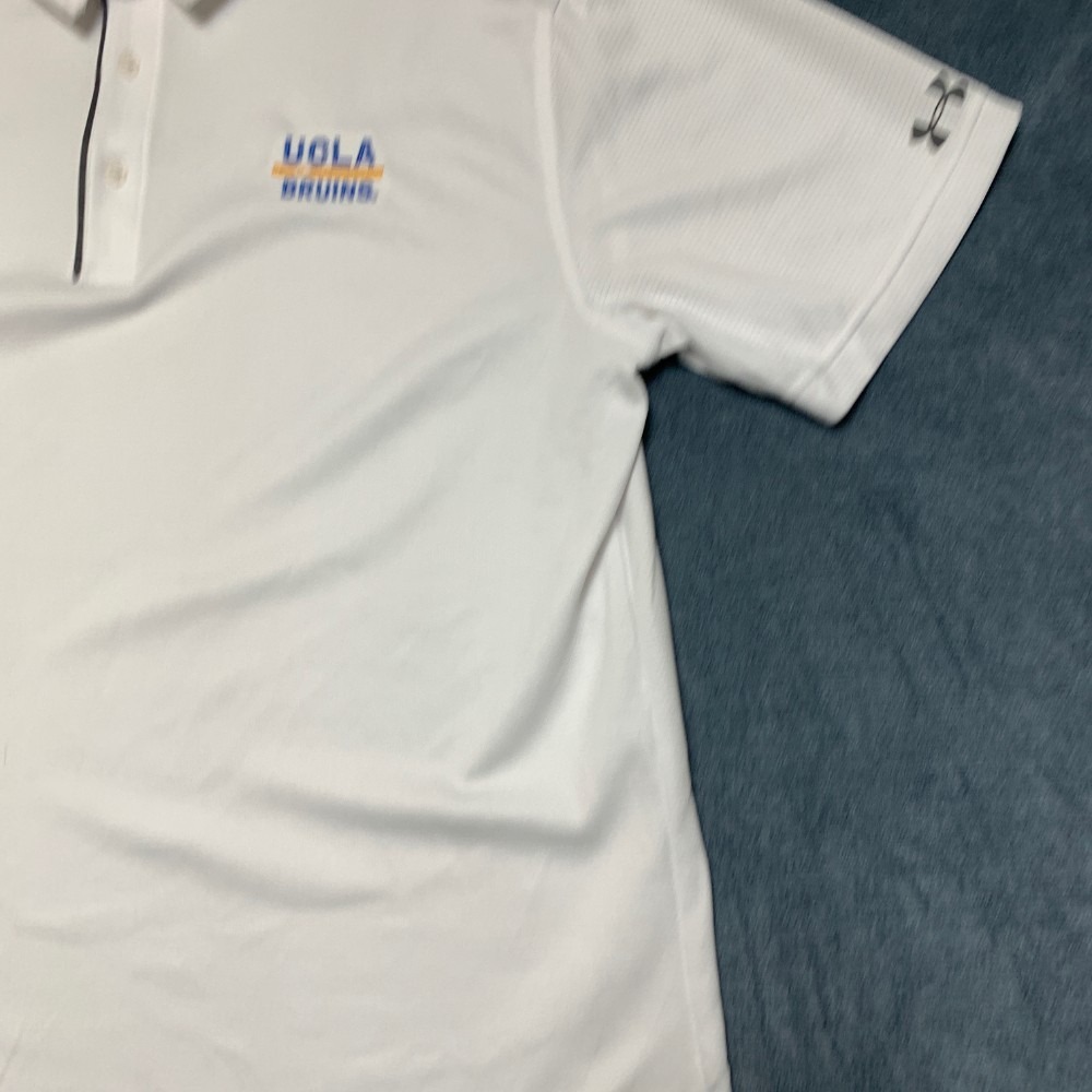 Under Armour Heatgear UCLA Bruins Polo Shirt Mens XL White Basketball Loose Fit - Picture 9 of 16
